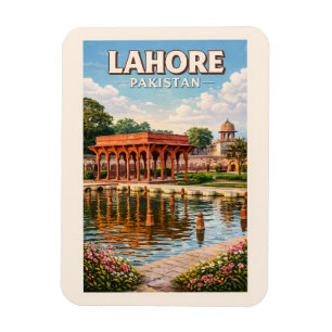 Lahore Pakistan Gärten Illustration Reise Kunst Magnet