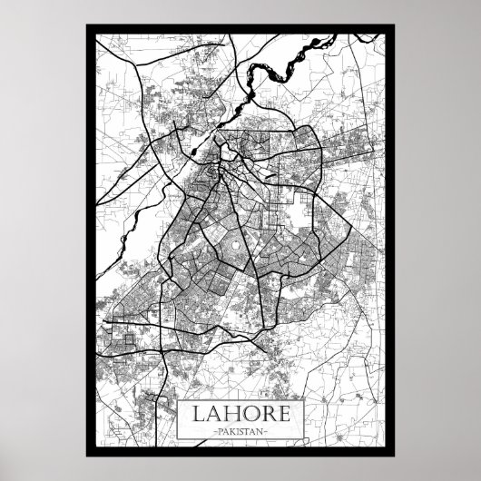 Lahore Pakistan Karte Poster (Vorne)
