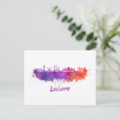 Lahore-Skyline in Aquarellfarbe Postkarte (Stehend Vorderseite)
