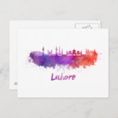 Lahore-Skyline in Aquarellfarbe Postkarte (Vorne/Hinten)