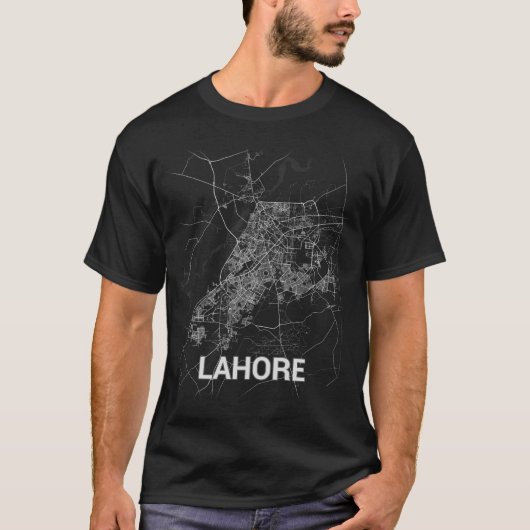 Lahore Stadtplan (LARGE PRINT) T-Shirt (Vorderseite)