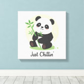 Laid-Back Animal with Bamboo Leaves Leinwanddruck (Insitu (Holzboden))