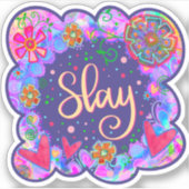 Laienspass farbenfrohe blumengesäumte Herzen Girls Aufkleber (Vorderseite)