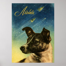 Laika, Erster Weltraumhund — sowjetisches Weltraum Poster