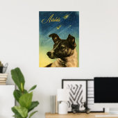 Laika, Erster Weltraumhund — sowjetisches Weltraum Poster (Heimbüro)