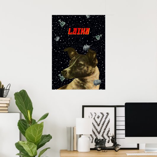 Laika — Sovietwave, Gagarin space art Poster (Heimbüro)