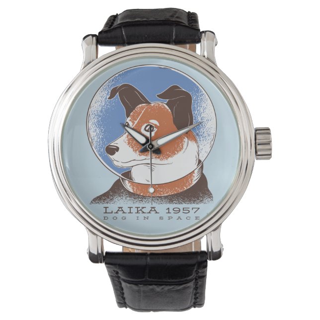 Laika sowjetischer Weltraumhund 1957 Armbanduhr (Vorderseite)
