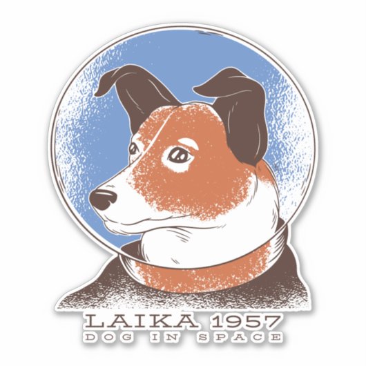 Laika sowjetischer Weltraumhund 1957 Aufkleber (Vorderseite)