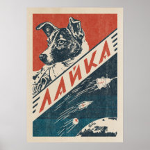 Laika, sowjetischer Weltraumhund — Vintager Retro-