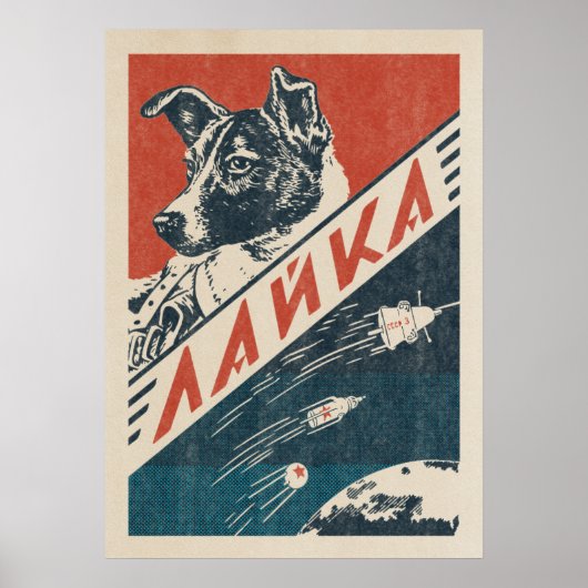 Laika, sowjetischer Weltraumhund — Vintager Retro- Poster (Vorne)