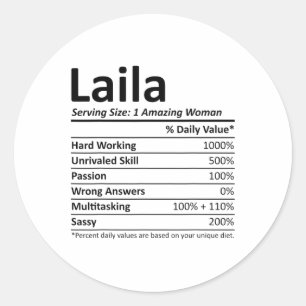 Laila Nutrition Personalisierter Name Lustiges Wei Runder Aufkleber