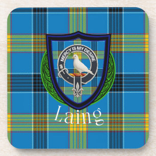 Laing-Schottischer-Clan-Tartan und -Wappen Getränkeuntersetzer