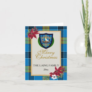 Laing Schottischer Clan-Tartan und Wappen Karte