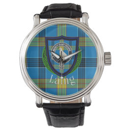 Laing Scottish Clan Tartan & Crest Armbanduhr