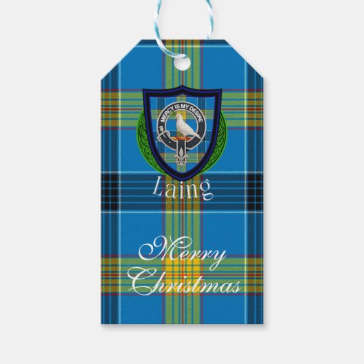Laing Scottish Clan Tartan & Crest Geschenkanhänger (Vorderseite)