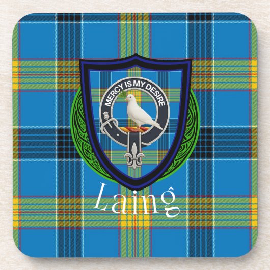 Laing Scottish Clan Tartan & Crest Getränkeuntersetzer (Vorderseite)