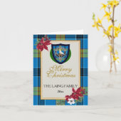 Laing Scottish Clan Tartan & Crest Karte (Gelbe Blume)