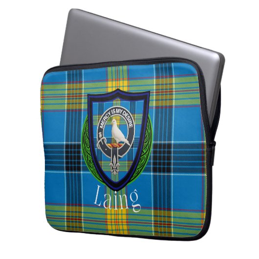Laing Scottish Clan Tartan & Crest Laptopschutzhülle (Vorderseite Links)