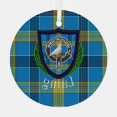 Laing Scottish Clan Tartan & Crest Ornament Aus Glas (Rückseite)
