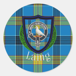 Laing Scottish Clan Tartan & Crest Runder Aufkleber