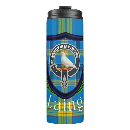 Laing Scottish Clan Tartan & Crest Thermosbecher (Vorderseite)