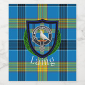 Laing Scottish Clan Tartan & Crest Weinetikett (Einzelnes Label)