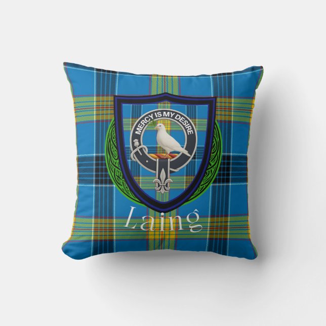 Laing Scottish Clan Tartan & Wappen Kissen (Vorderseite)