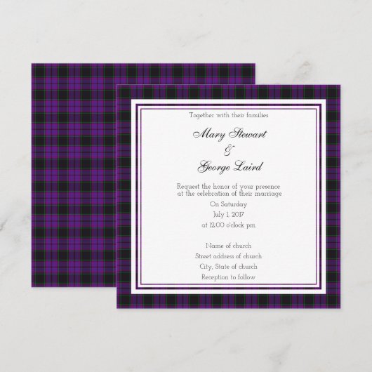 Laird Scottish Wedding Square Einladung (Vorne/Hinten)