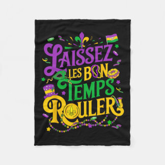 Laissez Les Bon Temps Rouler Mardi Gras Beads Fleu Fleecedecke