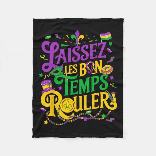 Laissez Les Bon Temps Rouler Mardi Gras Beads Fleu Fleecedecke (Vorderseite)