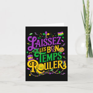 Laissez Les Bon Temps Rouler Mardi Gras Beads Fleu Karte