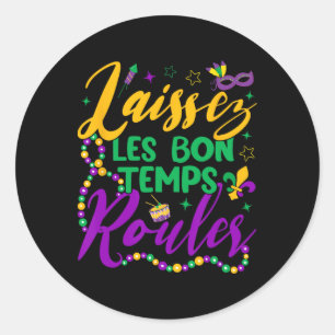 Laissez Les Bon Temps Rouler Mardi Gras Beads Fleu Runder Aufkleber