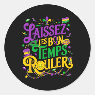 Laissez Les Bon Temps Rouler Mardi Gras Beads Fleu Runder Aufkleber
