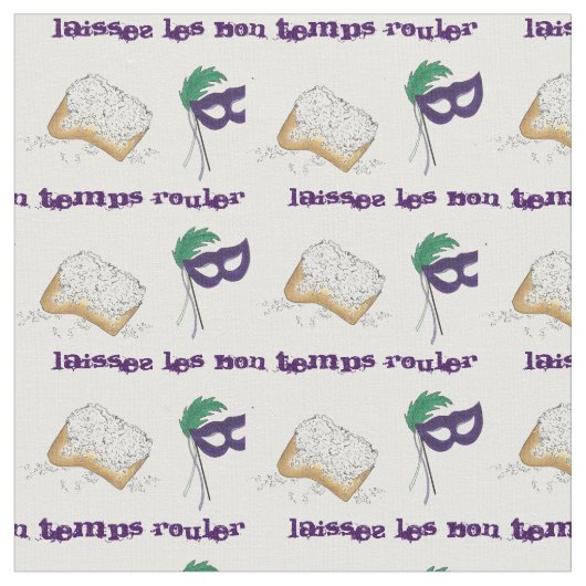 Laissez Les Bon Temps Rouler Mardi Gras Beignet Stoff (Nahaufnahme)