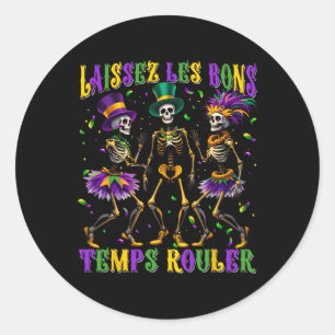Laissez Les Bon Temps Rouler Mardi Gras Dancing Sk Runder Aufkleber
