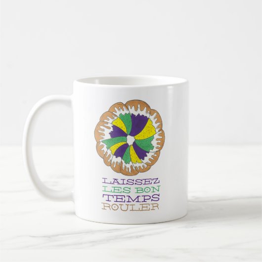 Laissez Les Bon Temps Rouler Mardi Gras King Cake Kaffeetasse (Links)