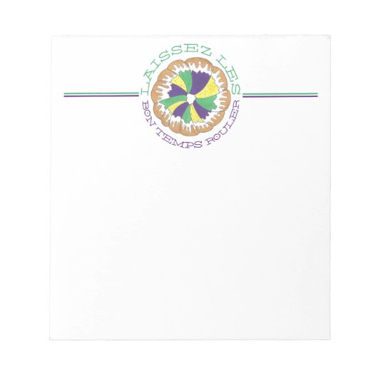Laissez Les Bon Temps Rouler Mardi Gras King Cake Notizblock (Vorderseite)