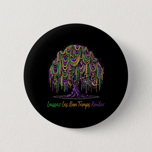 Laissez Les Bon Temps Rouler Mardi Gras Tree Beads Button (Vorderseite)