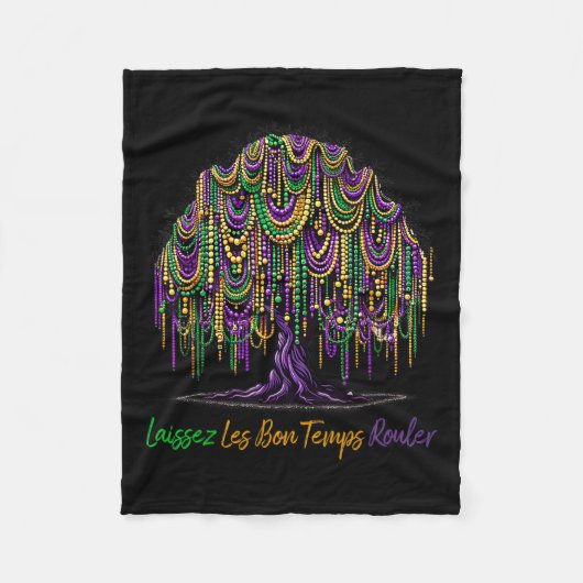 Laissez Les Bon Temps Rouler Mardi Gras Tree Beads Fleecedecke (Vorderseite)