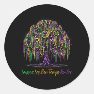 Laissez Les Bon Temps Rouler Mardi Gras Tree Beads Runder Aufkleber