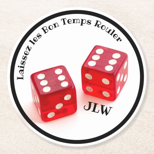 Laissez les Bon Temps Rouler mit Initialen Runder Pappuntersetzer (Vorderseite)