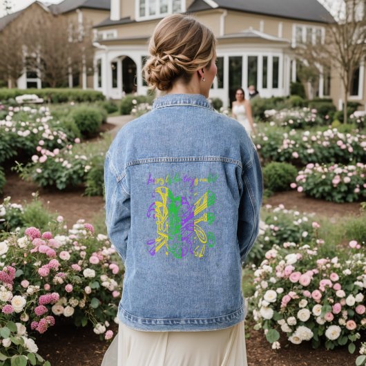 Laissez les bon temps rouler Typografie Mardi Gras Jeansjacke (Hochzeit Rückseite)