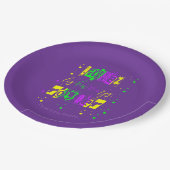 Laissez les bon temps rouler Typografie Mardi Gras Pappteller (Schrägansicht)