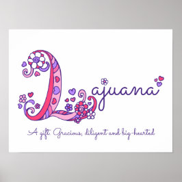 Lajuana Initial L doodle Herzart Name bedeutet Poster