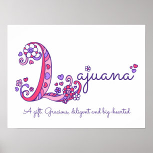 Lajuana Initial L doodle Herzart Name bedeutet Poster