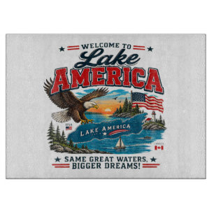 Lake America 2026 Vintage Retro Patriotischer Adle Schneidebrett