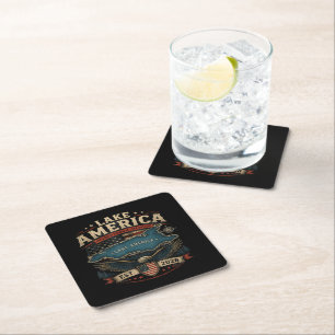 Lake America USA Zuvor Lustig Patriotisch Rechteckiger Pappuntersetzer