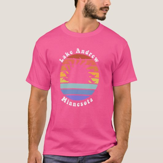 Lake Andrew Minnesota MN Sunset Souvenir Urlaub T-Shirt (Vorderseite)