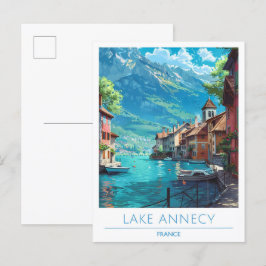 Lake Annecy France Vintage Travel Postkarte
