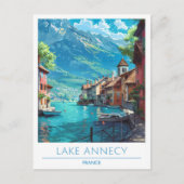 Lake Annecy France Vintage Travel Postkarte (Vorderseite)